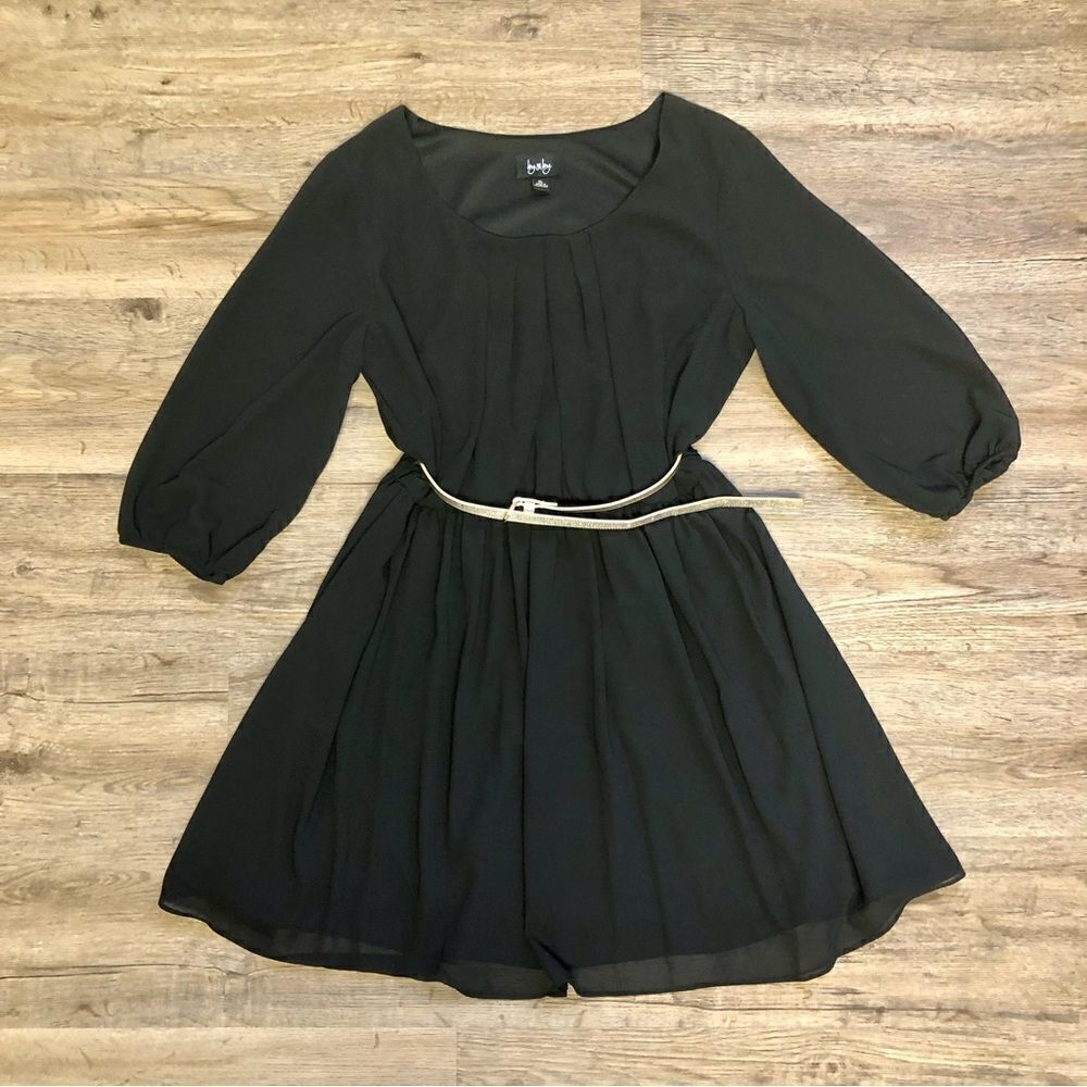 By & By Black Woman’s Summer Dress with gold belt, size XL